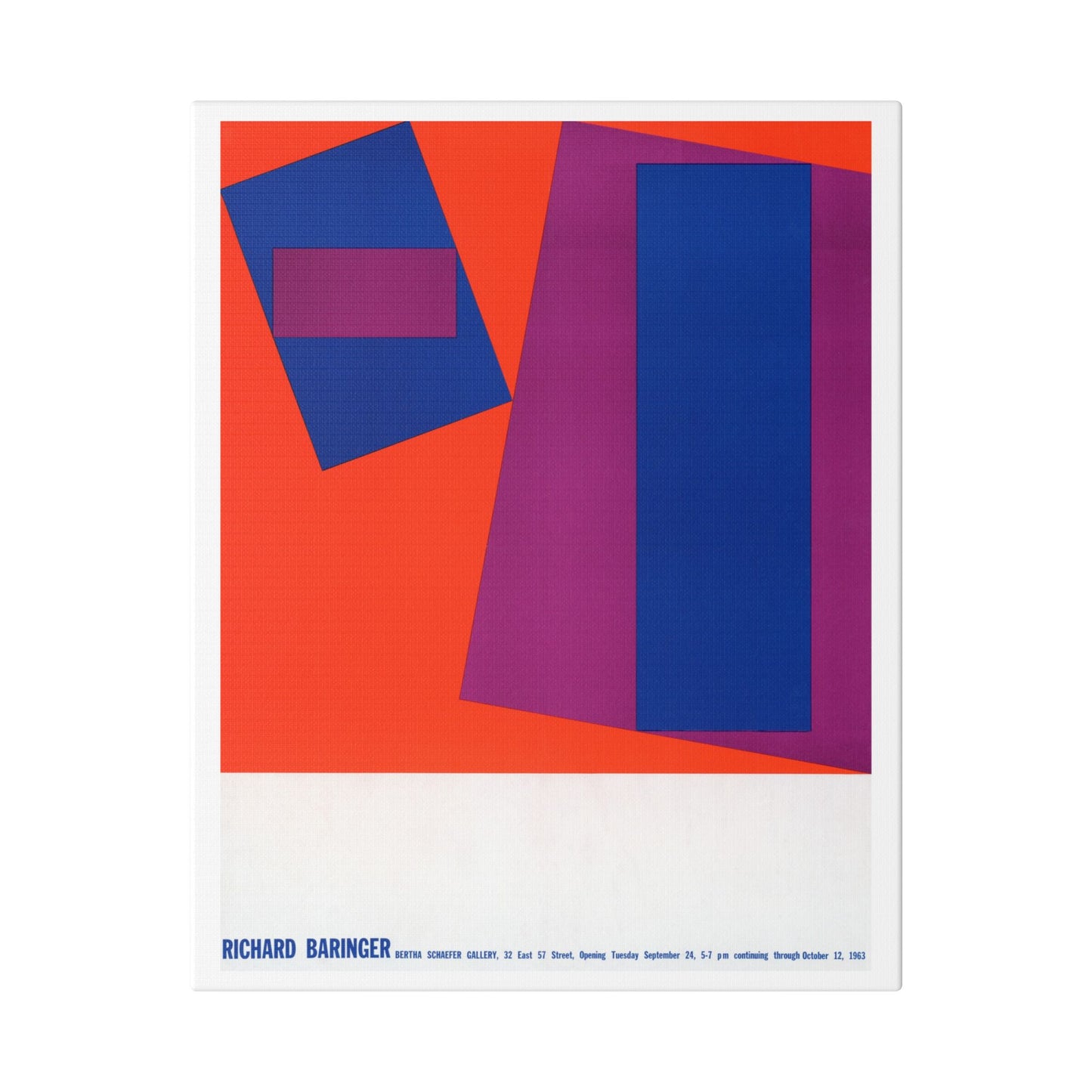 Richard Baringer, Bertha Schaefer Gallery (1963) American Poster, from the Original, Canvas Art Print