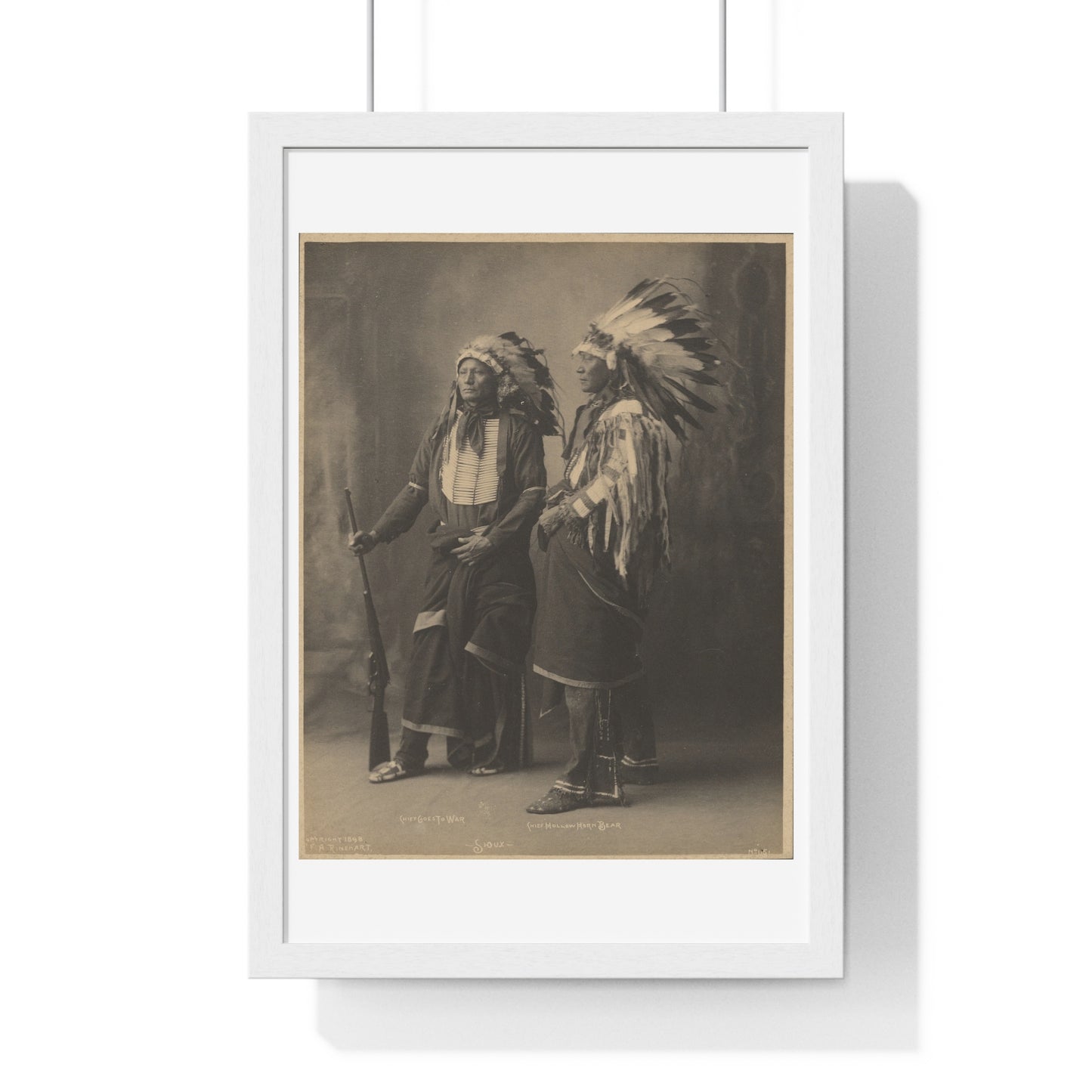 Chief Goes to War and Chief Hollow Horn Bear, Sioux, by Adolph F Muhr and Frank A Rinehart, from the Original, Framed Print