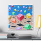 Bouncing Boxes, Cartoon Art 'Designed by AI' Canvas Art Print