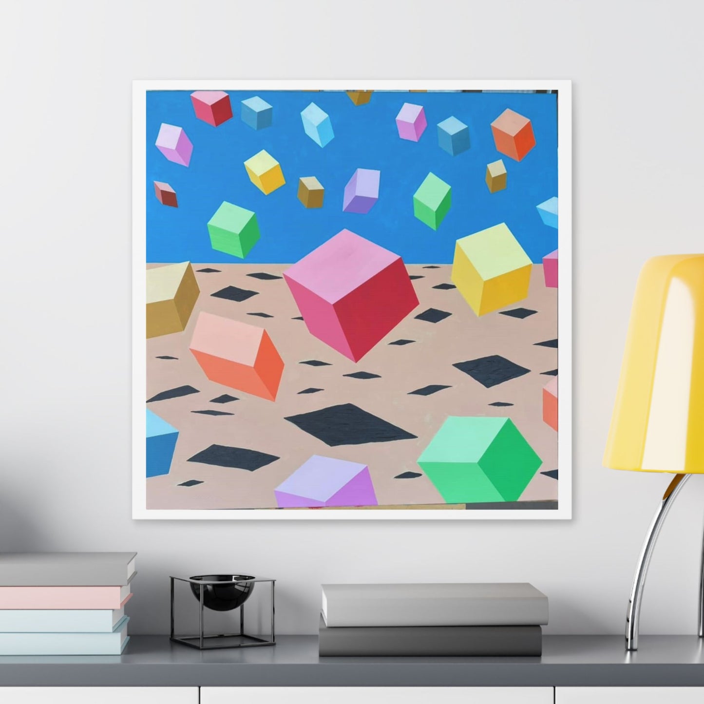 Bouncing Boxes, Cartoon Art 'Designed by AI' Canvas Art Print