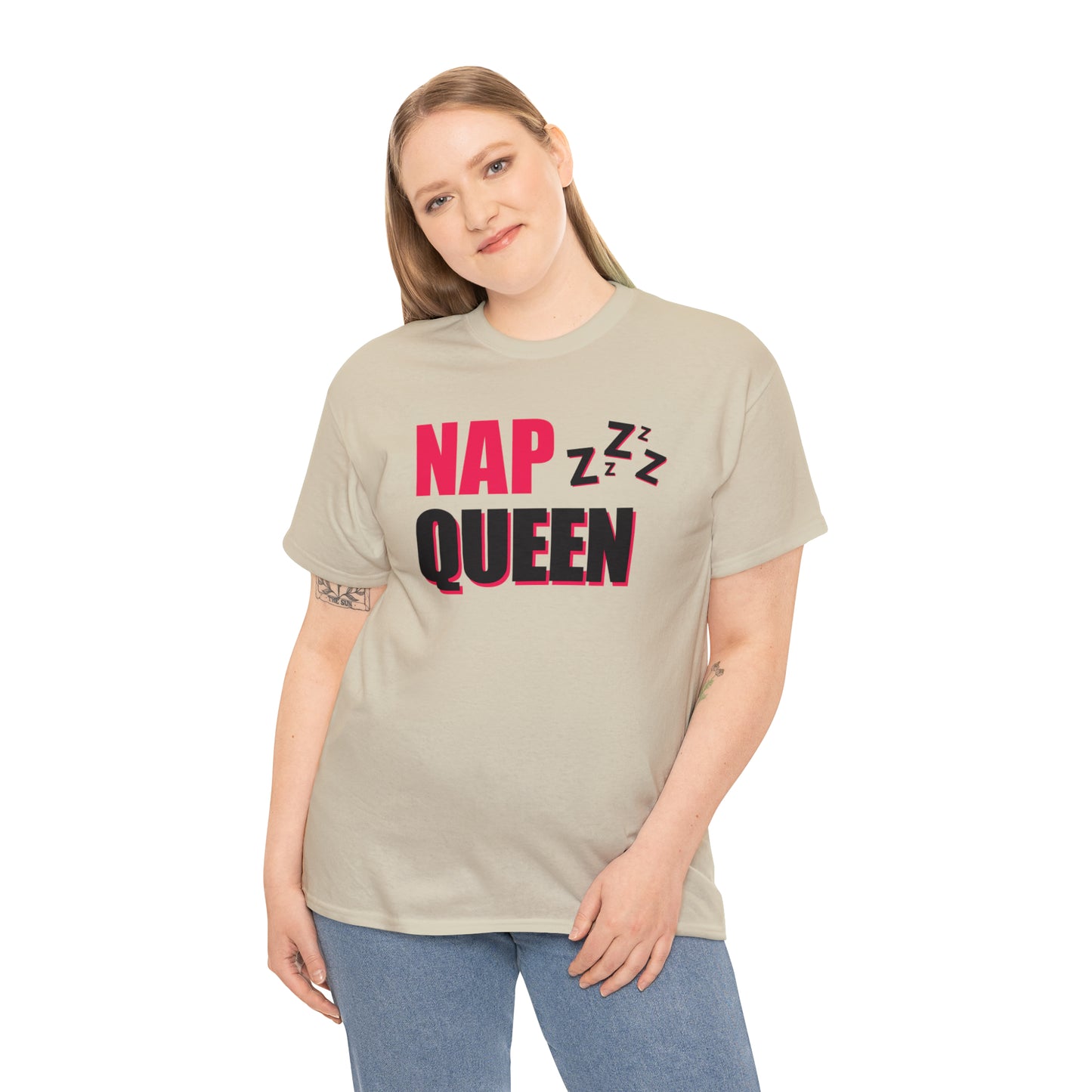 Nap Queen ヘビーコットン Tシャツ ユニセックス ワールドワイドサイズ 昼寝、睡眠、怠惰、休息