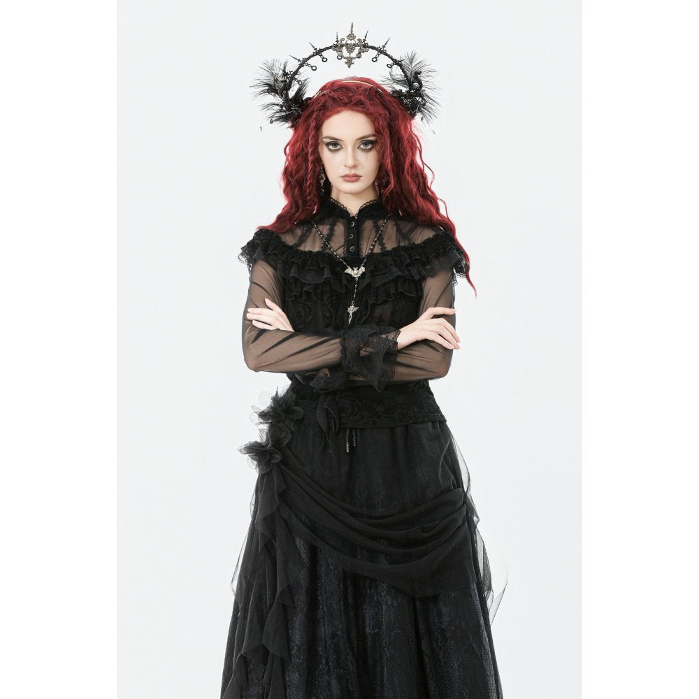 Dark in Love Seraphina Gothic Blouse, Layered Lace Cuffs