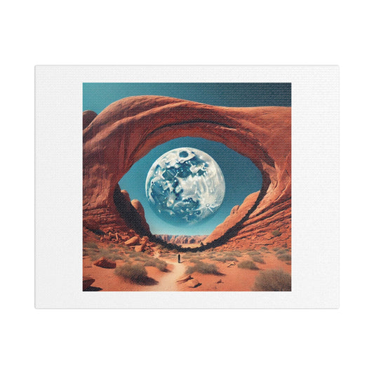 Large Red Rock Arch, Desert Landscape Shaped Like a Human Eye 'Designed by AI' Art Print on Canvas