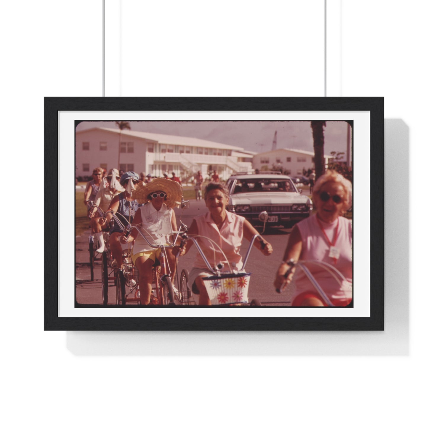 Tricycle Club at the Century Village Retirement Community (circa 1973) Vintage Photography by Flip Schulke, Framed Print