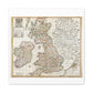 Antique Map of England Scotland and Ireland (1687) drawn by Robert Morden Art Print from the Original on Satin Canvas