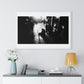 Black and White Photography, High-Contrast Cityscape 'Designed by AI' Framed Print