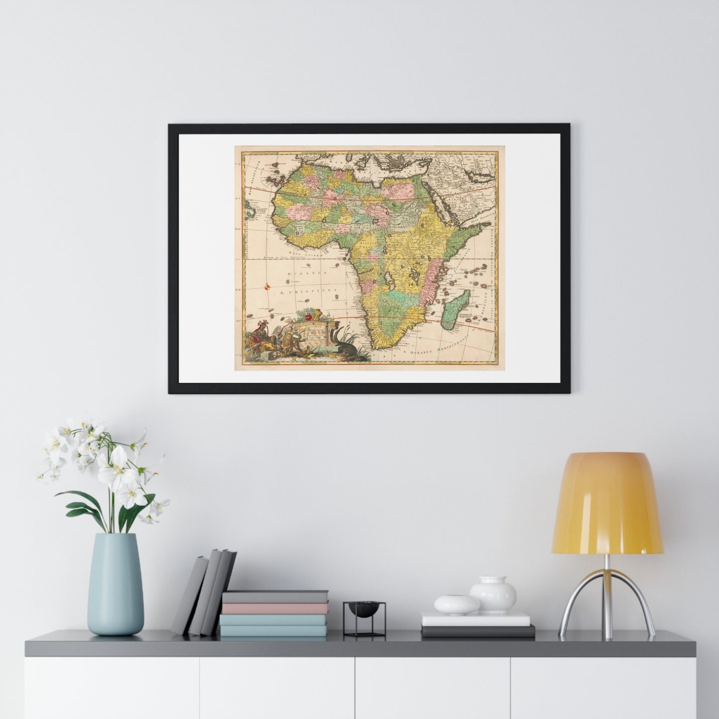 Antique Map of  Africa 'Kaart van Afrika' (circa 1690) by Carel Allard, from the Original, Framed Art Print