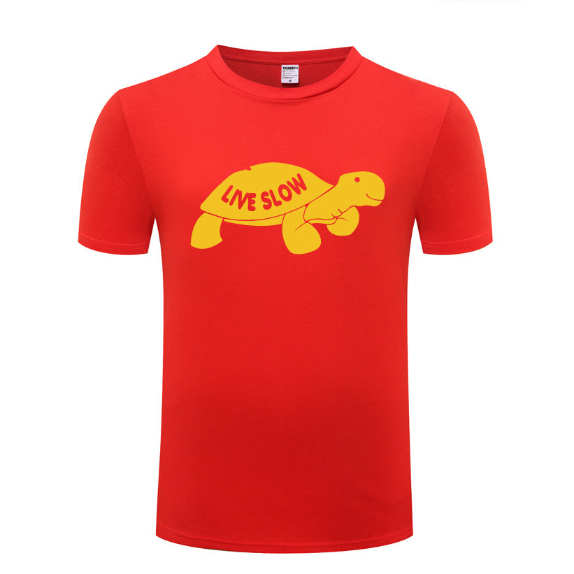 'Live Slow' Cute Cartoon Turtle T-Shirt