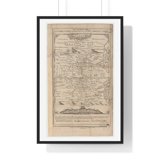 Antique Pictorial Map 'The Journey of Life' (1775) by George Wright from the Original, Framed Art Print