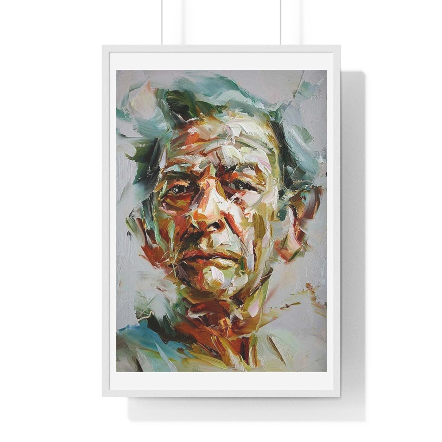 Male Portrait, Impasto Painting Style 'Designed by AI' Framed Art Print