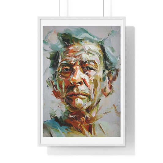 Male Portrait, Impasto Painting Style 'Designed by AI' Framed Art Print