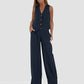 Women's Summer Waistcoat Suit, V-Neck Sleeveless Top and Loose Straight Trousers, Multi Colours