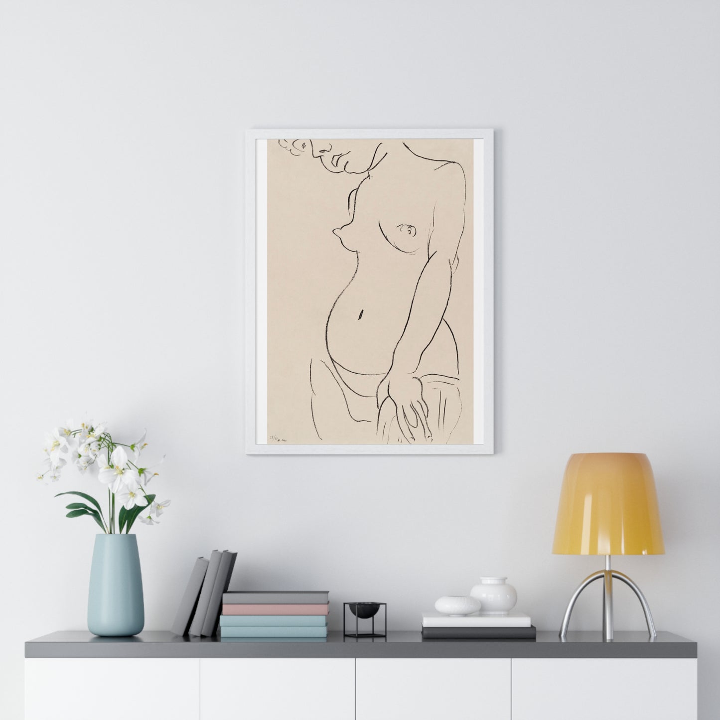 Nude Three Quarters, Part of Head Cropped (1913) by Henri Matisse from the Original, Framed Art Print