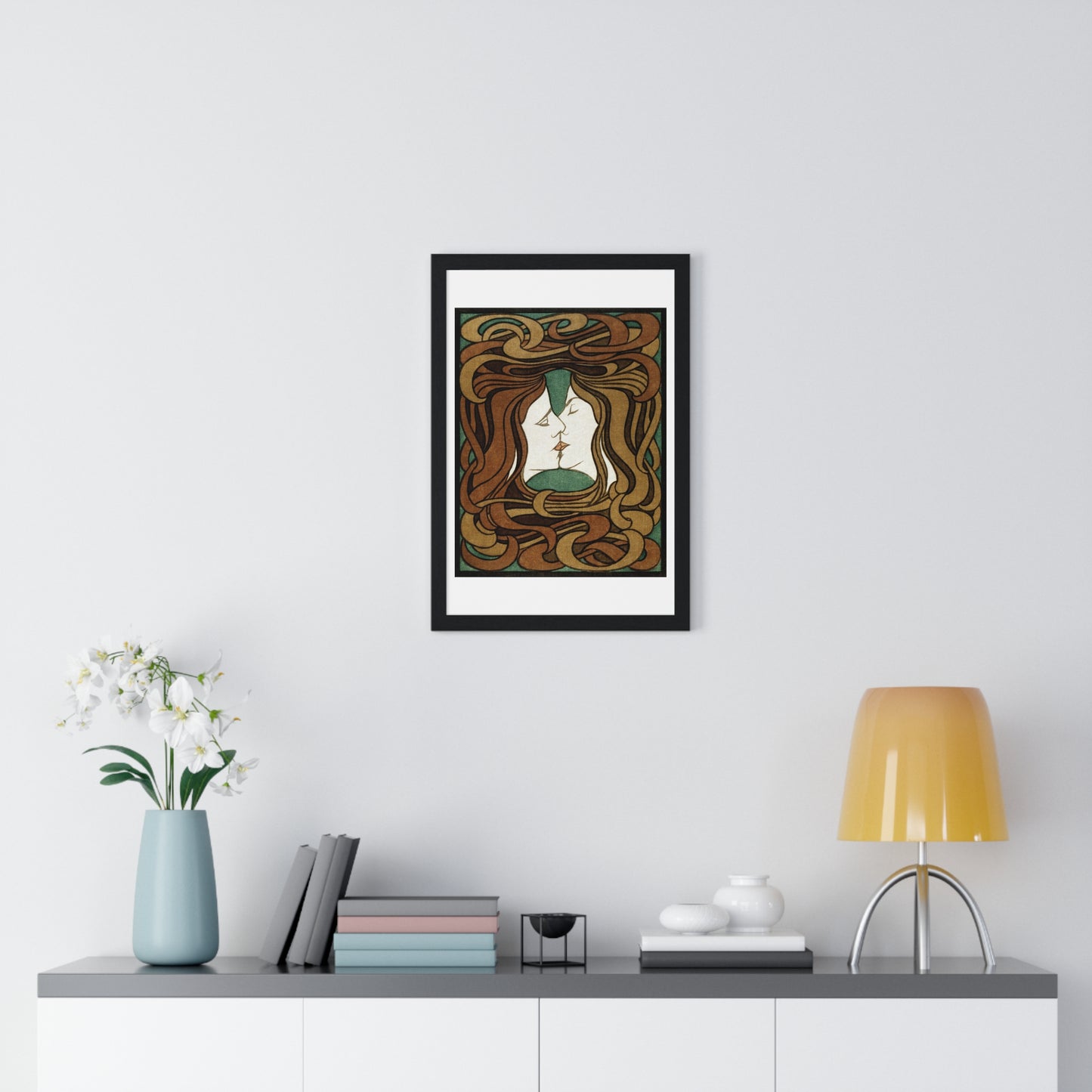 The Kiss (1898) by Peter Behrens, from the Original, Framed Art Print