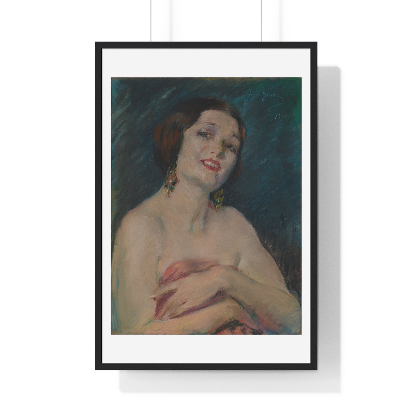 Model Holding Drapery (circa 1929) by Alice Pike Barney, from the Original, Framed Art Print