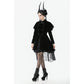 Dark in Love Lilith Officer Velvet High-Collar Coat in Black