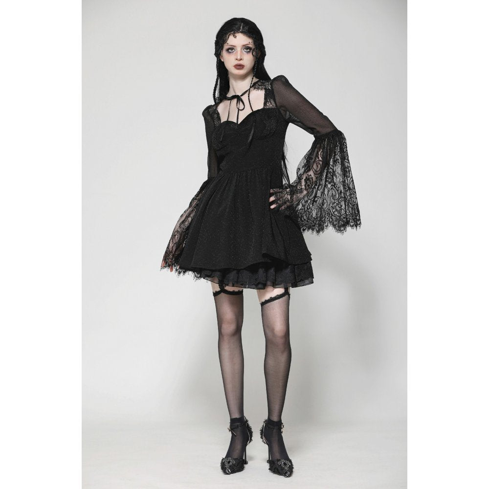 Dark in Love Greta Dark Mystique Gothic Lace-Up Mesh Dress