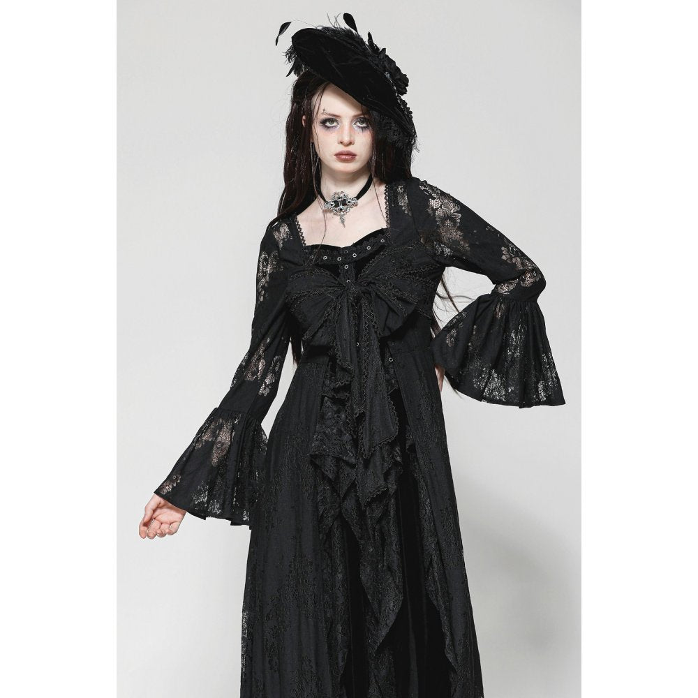 Dark in Love Emersyn Elegant Gothic Lace-Trimmed Long Robe