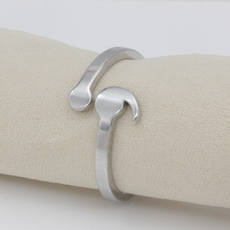 Creative Stainless Steel Semi-Colon Open Ring