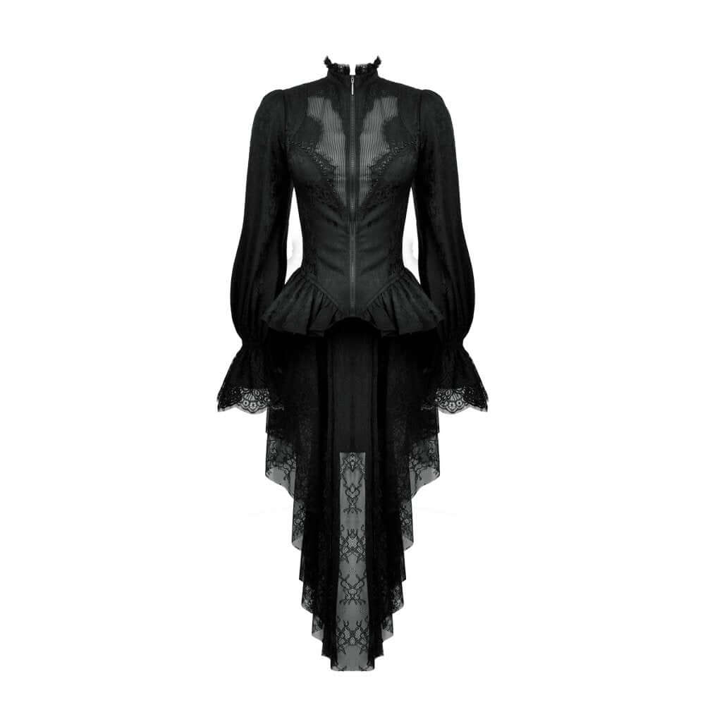Dark in Love Felicity Gothic Lacy Zip-Up Tailcoat Shirt