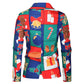 Men's Fashion Fun Bright Printed Blazer, Christmas Designs