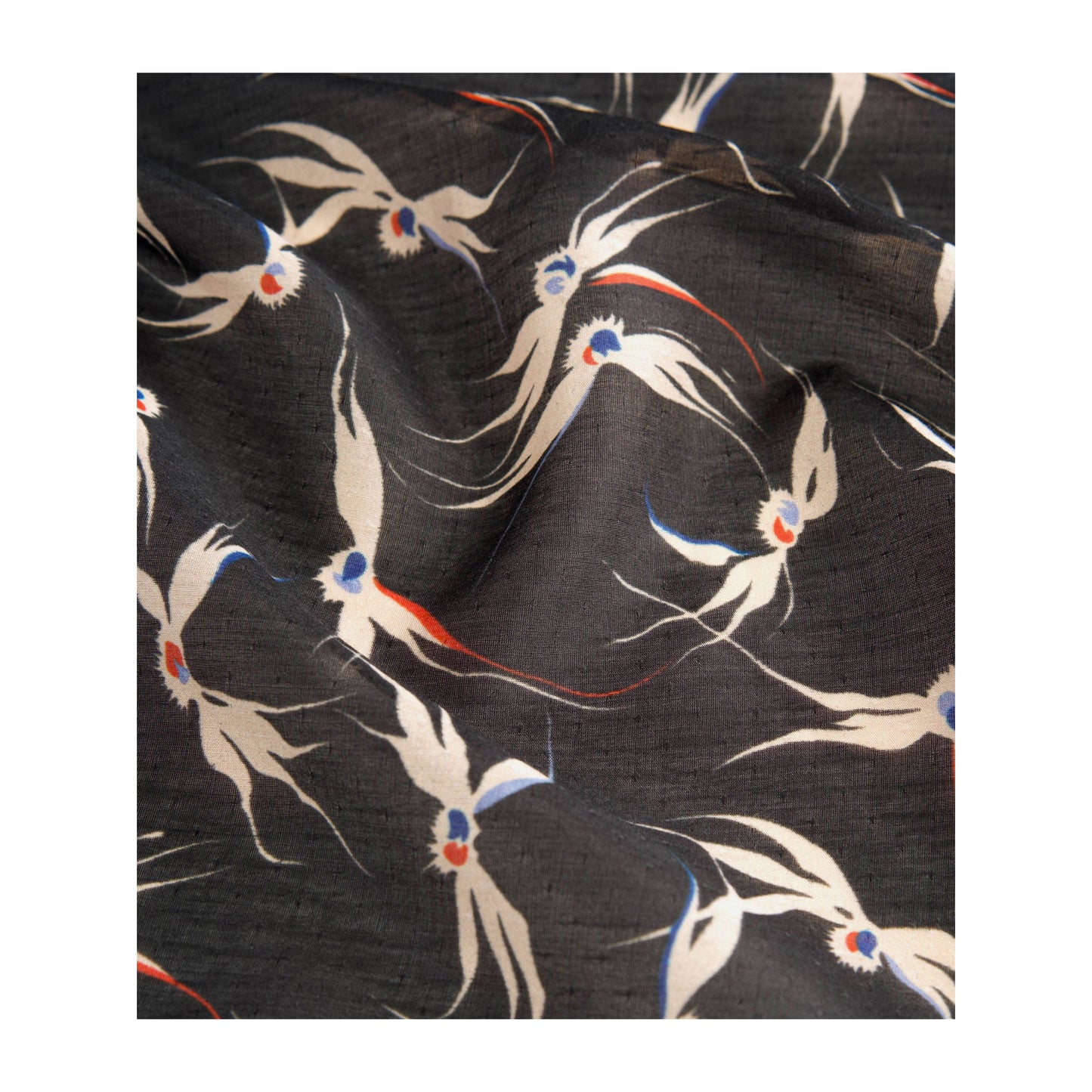 Stylised Bird Print Organic Cotton Silk Scarf