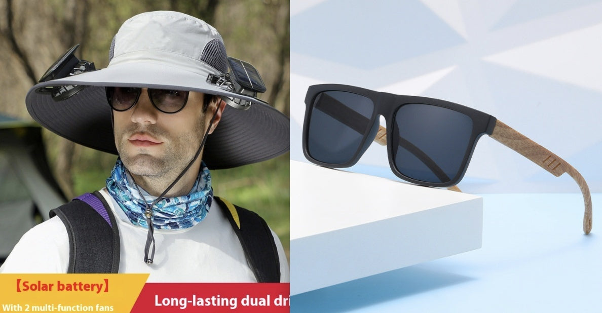Outdoor Wide-Brim Sun Hat with USB Charging, Solar-Powered Cooling