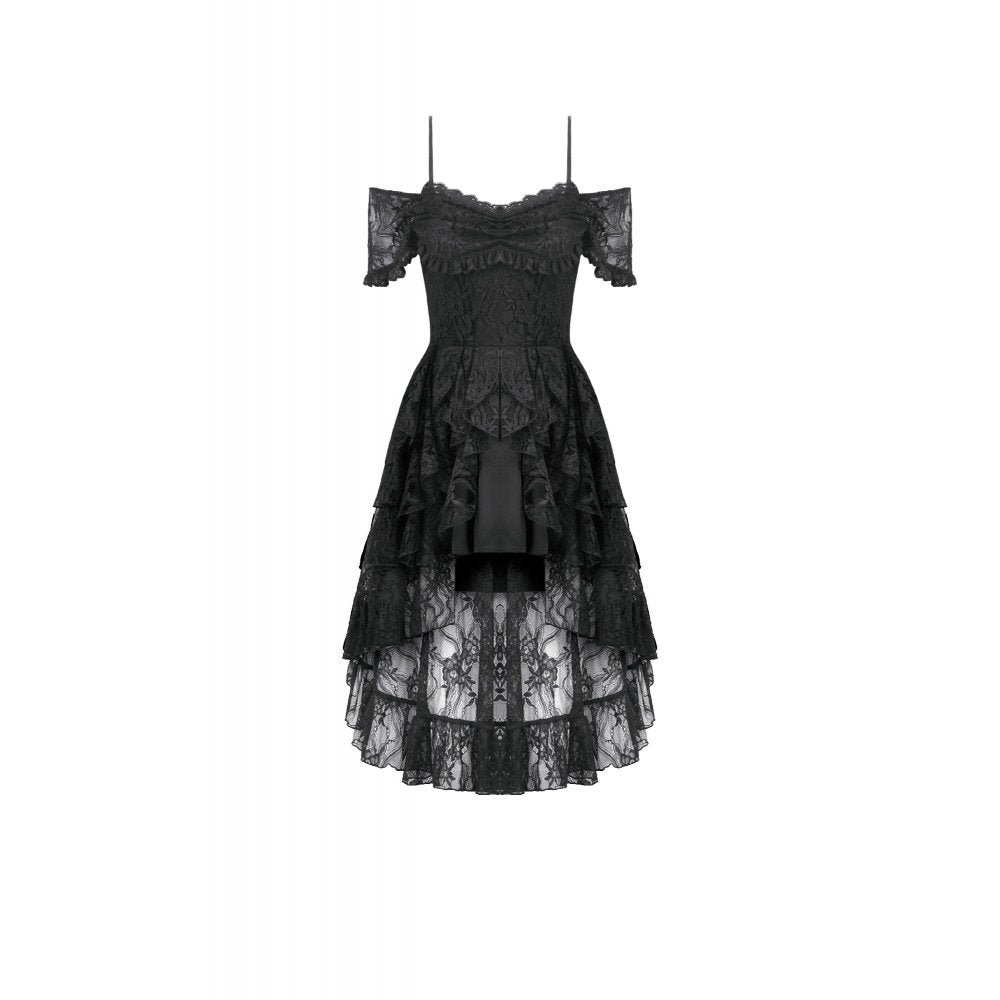 Dark in Love Romantic Gothic Lace-Layered High-Low Dress