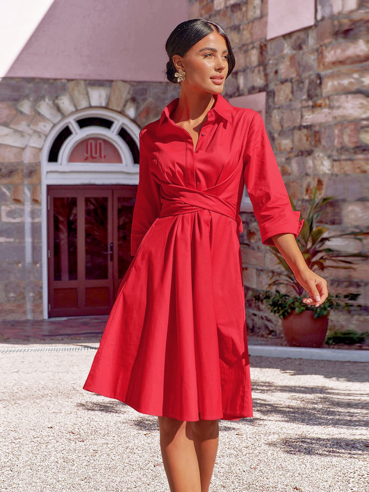 Vireous Timeless Elegant Shirt Dress, Spring and Autumn Collection