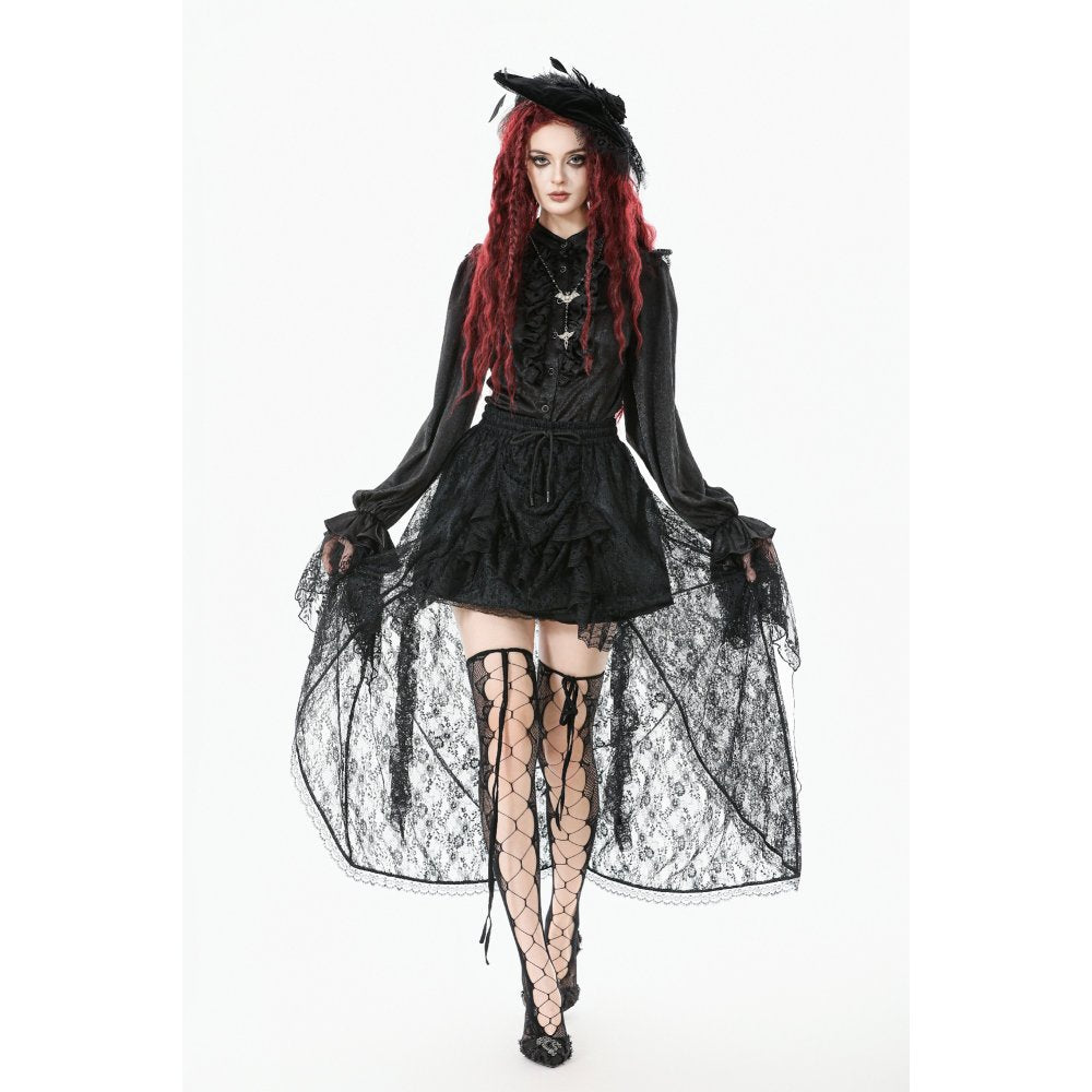 Dark in Love Sabina High-Low Sheer Lace Skirt in Black