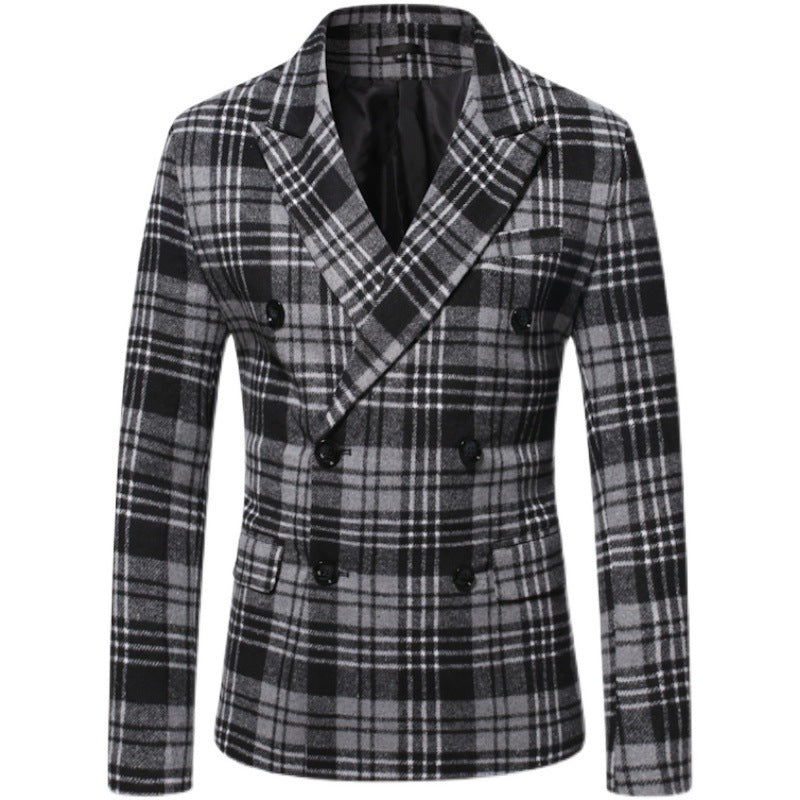 Men's Loose-Fitting Thickened Plaid Jacket, Autumn and Winter Collection