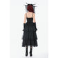 Dark in Love Gothic Satin Lace Tiered Dress
