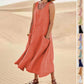 Summer Sleeveless Long Smock Dress with Pockets, Plus Sizes
