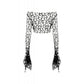 Dark in Love Morana Mesh Crochet-Knit Bell Sleeve Crop Top