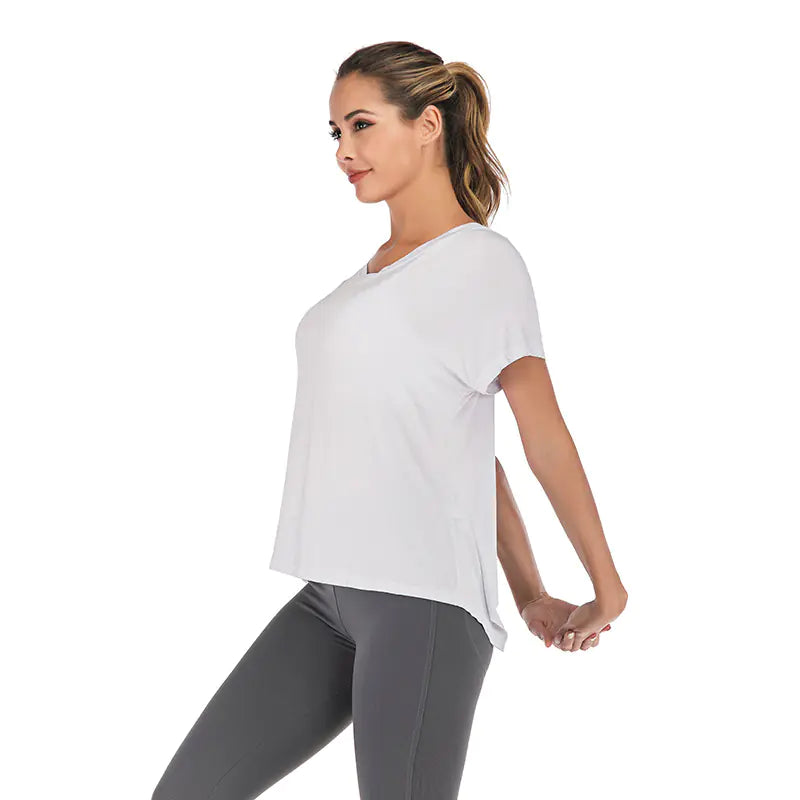 Women's Sports Light Loose Sports Top with Open Back