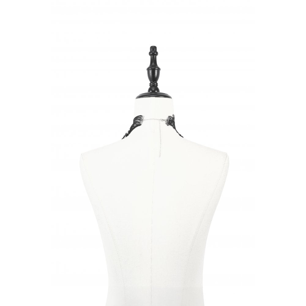 Dark in Love Lysandra Butterfly Lace Beaded Collar Necklace