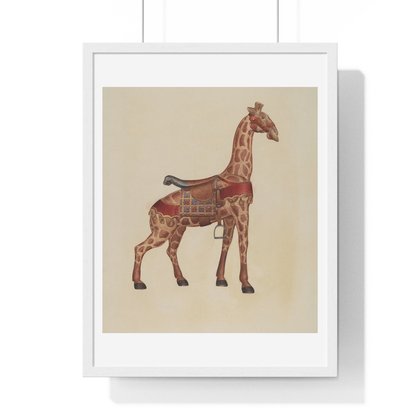 Carousel Giraffe (circa 1939) Illustration by Henry Tomaszewski, from the Original, Framed Print