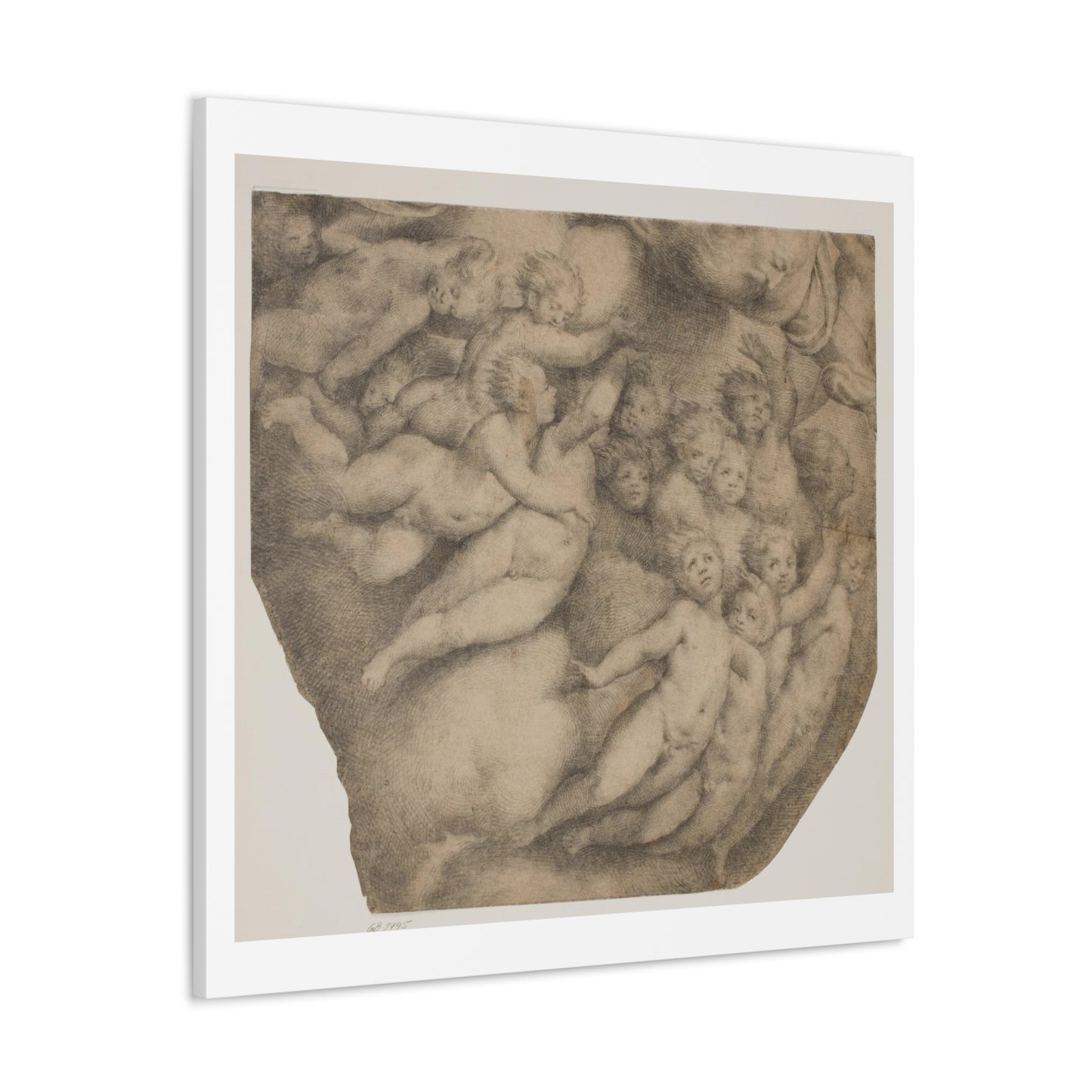 God the Father Borne by Angels in Clouds, after the Cupola at Cortemaggiore, by Giovanni Antonio Da Pordenone, Art Print from the Original on Canvas