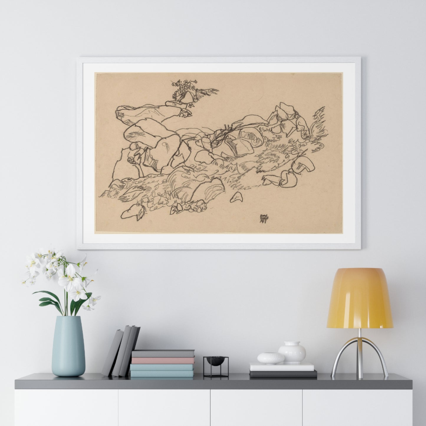 Mountain Stream (1917) by Egon Schiele, from the Original, Framed Art Print