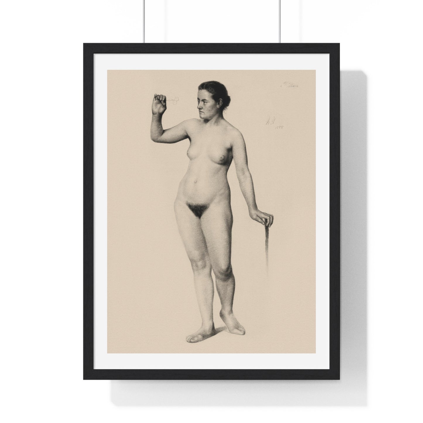 Female Nude Holding a Clove (1888) by Edwin Wallace Fillmore from the Original, Framed Art Print