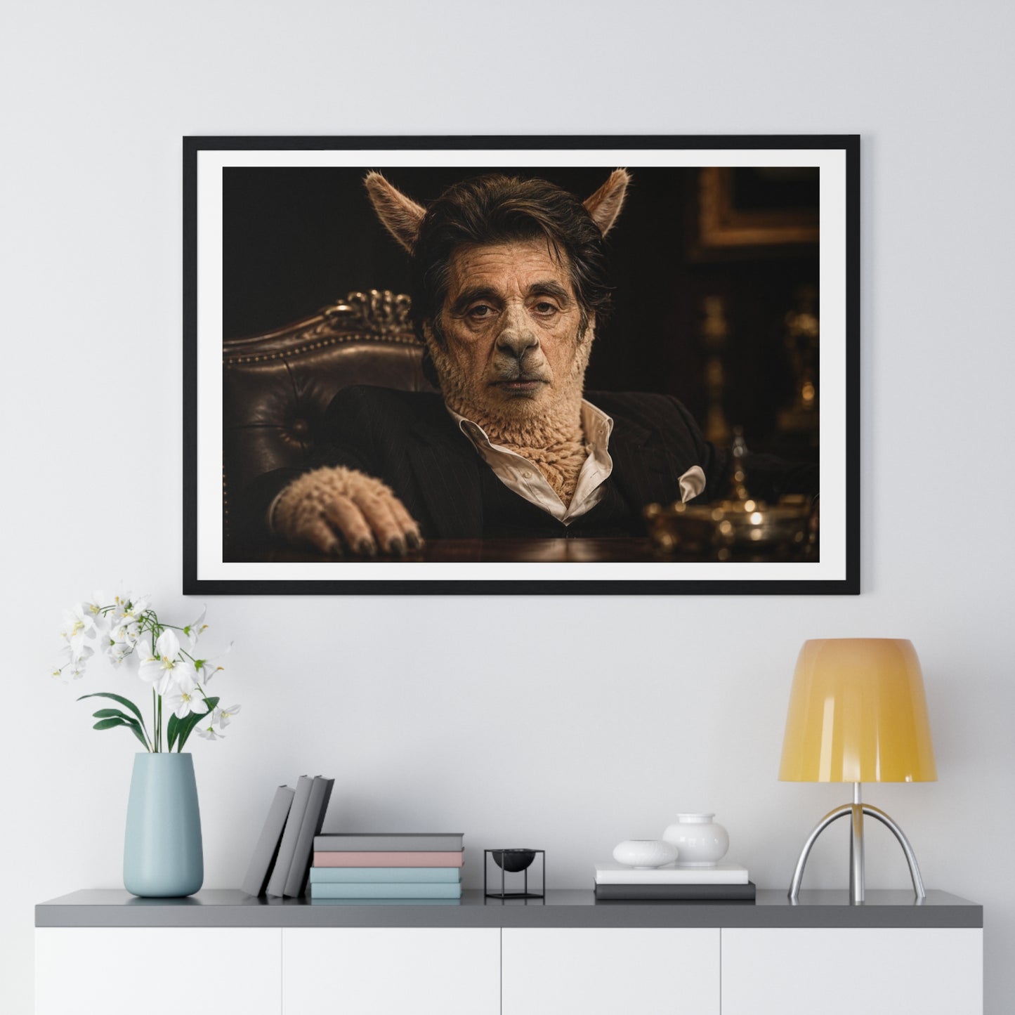 Alpaca Cino 'Designed by AI' Large Wall Art, Framed Print