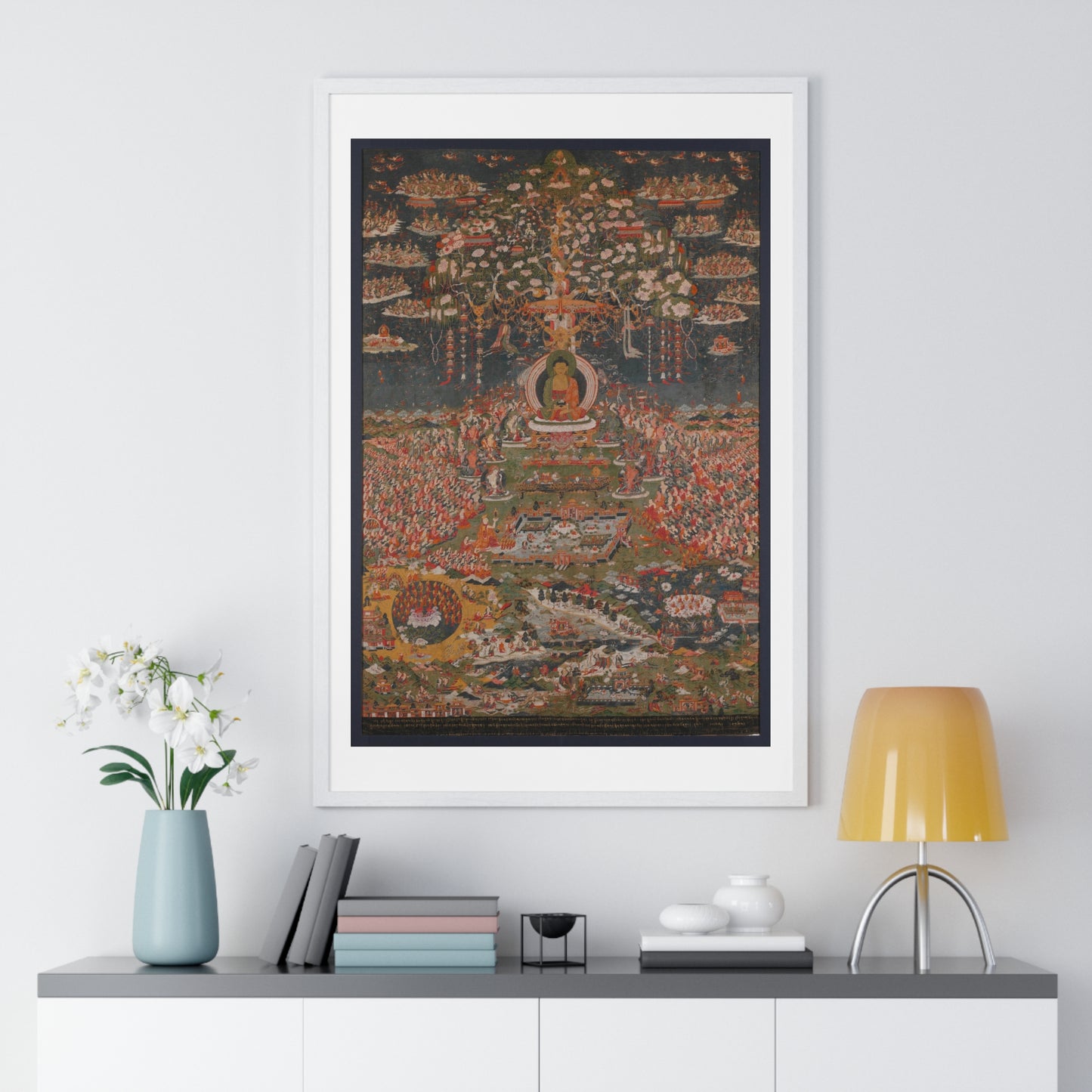 Amitabha or Infinite Light, the Buddha of the Western Pure Land 'Sukhavati' (circa 1700) Tibet, from the Original, Framed Art Print