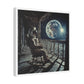 Astronaut on the Moon Sitting in a Rocking Chair on the Porch of a Farmhouse, Photorealism 'Designed by AI' Canvas Art Print