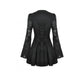 Dark in Love Luca Black Hollow Lace Gemstone-Button Adjustable Waist Dress