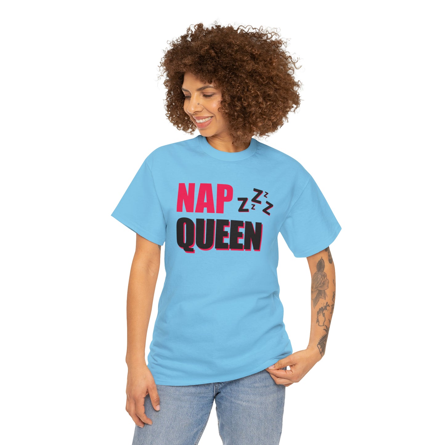 Nap Queen ヘビーコットン Tシャツ ユニセックス ワールドワイドサイズ 昼寝、睡眠、怠惰、休息