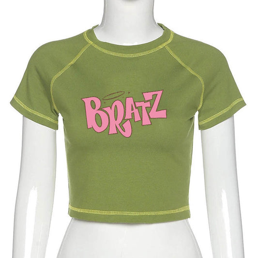 Women's Bratz Print Goth T-Shirt Long Sleeves Short Sleeves