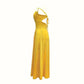 Women's Sexy Plunging Neckline Flowing High-Slit Maxi Dress