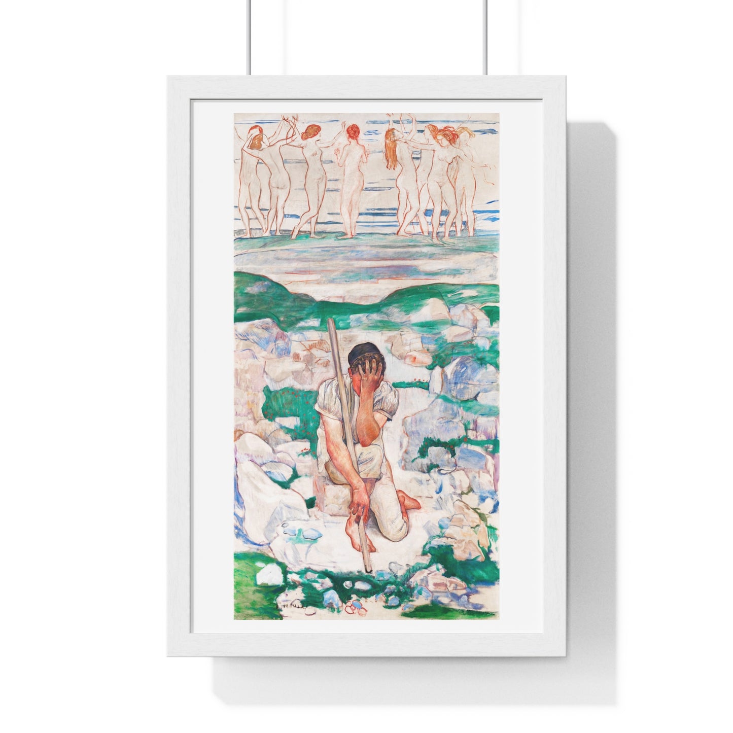 The Dream of the Shepherd 'Der Traum des Hirten' (1896) by Ferdinand Hodler, from the Original, Art Print on Canvas