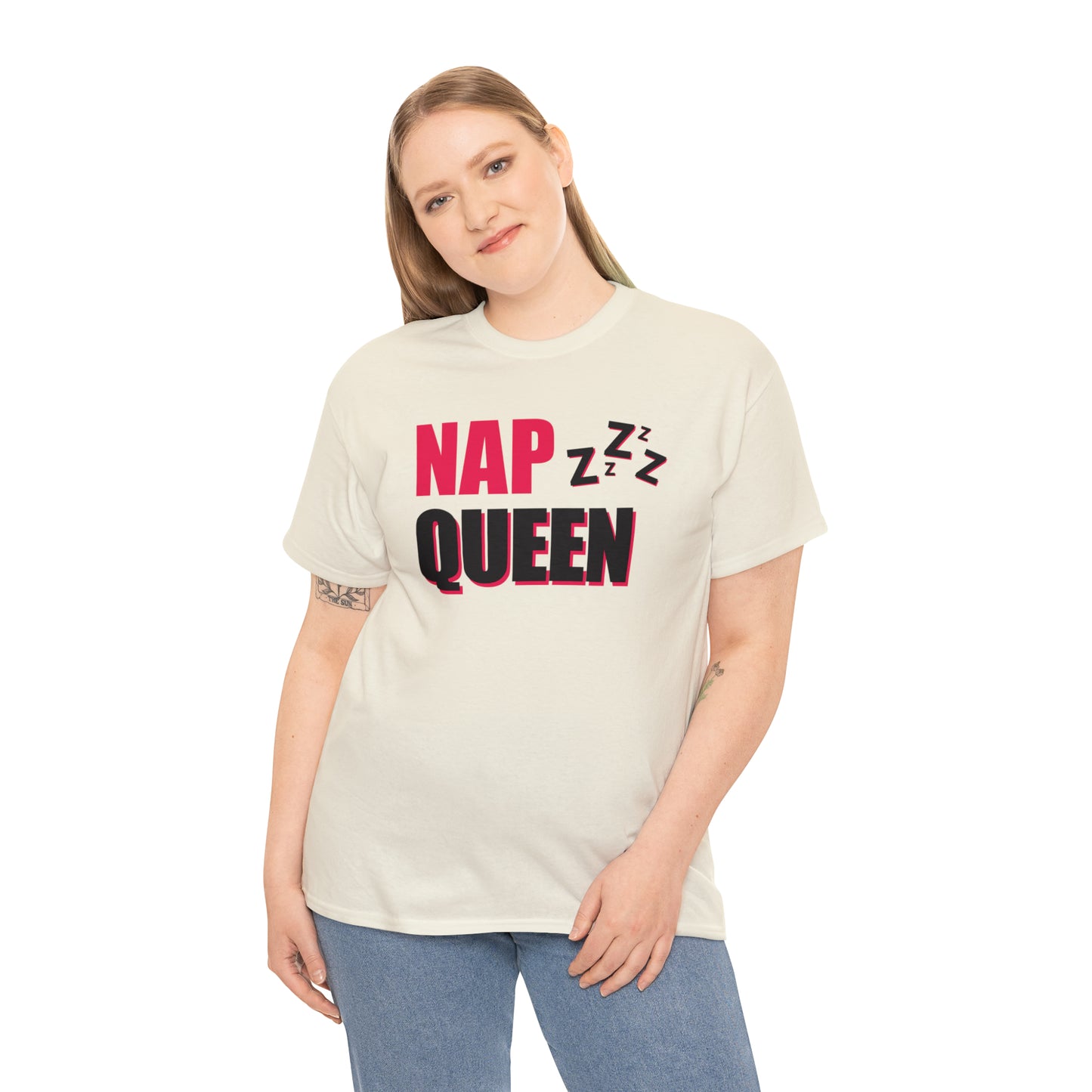 Nap Queen ヘビーコットン Tシャツ ユニセックス ワールドワイドサイズ 昼寝、睡眠、怠惰、休息