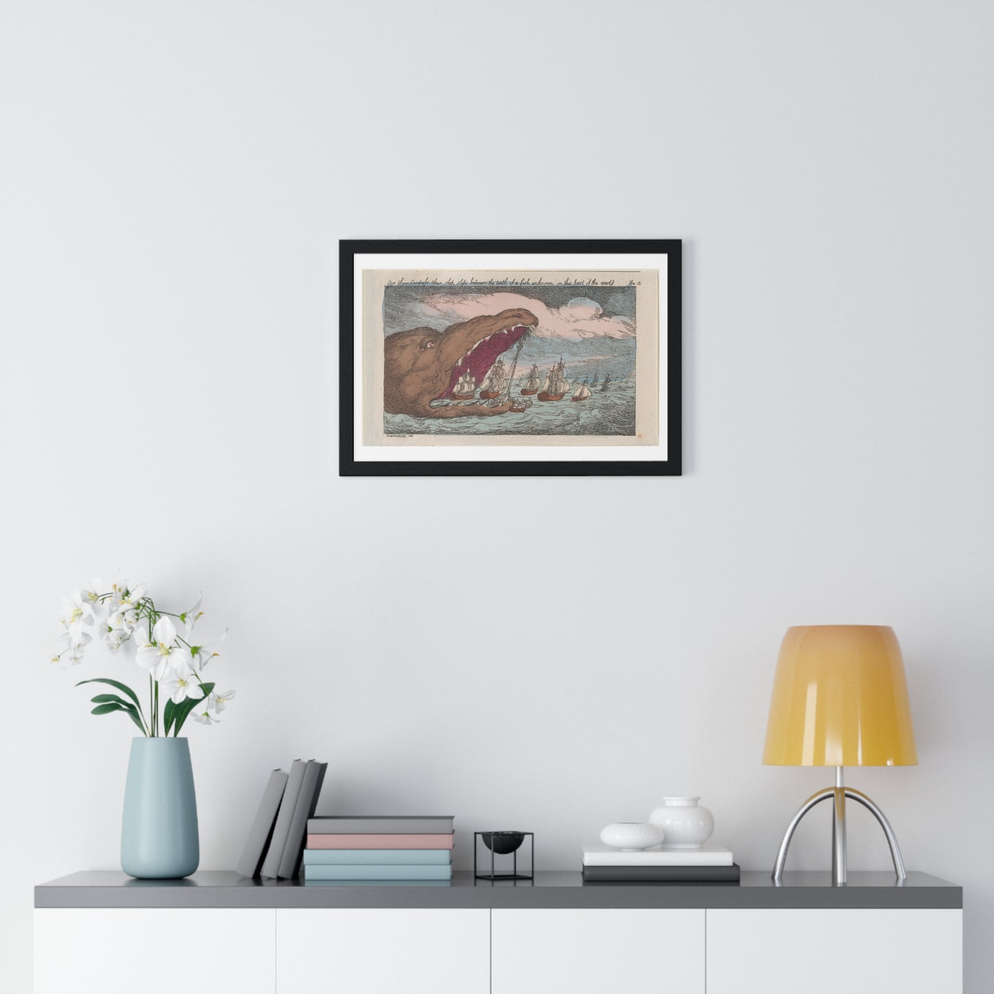 Lose their Compass, their Ship Slips Between the Teeth of a Fish Unknown in this Part of the World (1809) from the Original, Framed Print